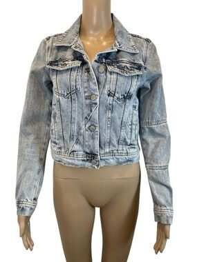 Free People Light Wash Blue Denim Jean Jacket XS